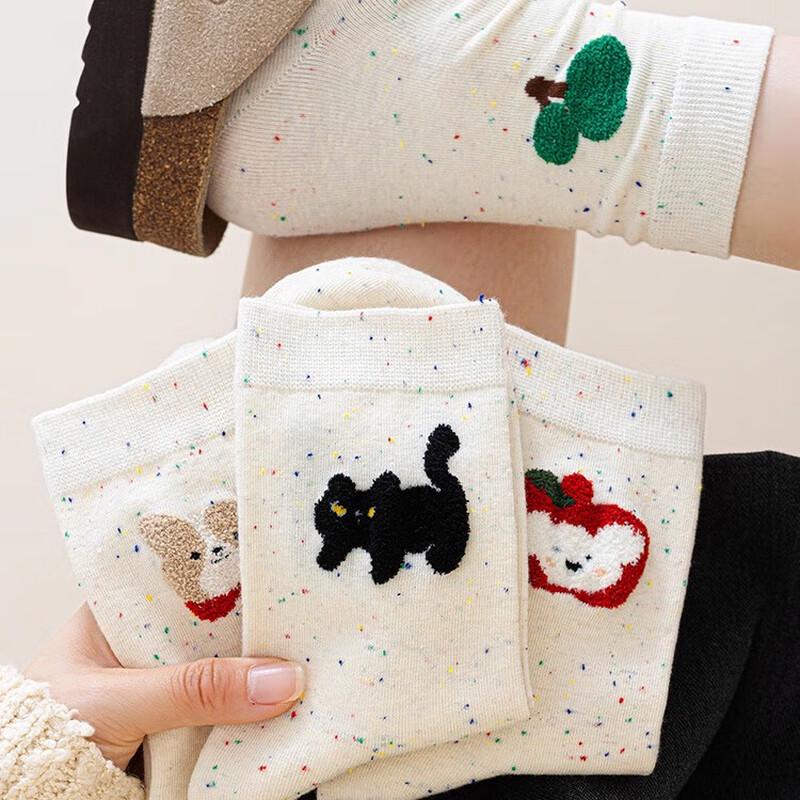 Women s Cartoon Seamless Mid-Calf Modal Cotton Socks One Size