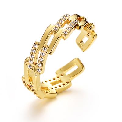 High-End-Nischenring Damen Tide Light Luxus Kalter Wind Geometrischer Hohlring Trapezförmiger Öffnungsarmbandring