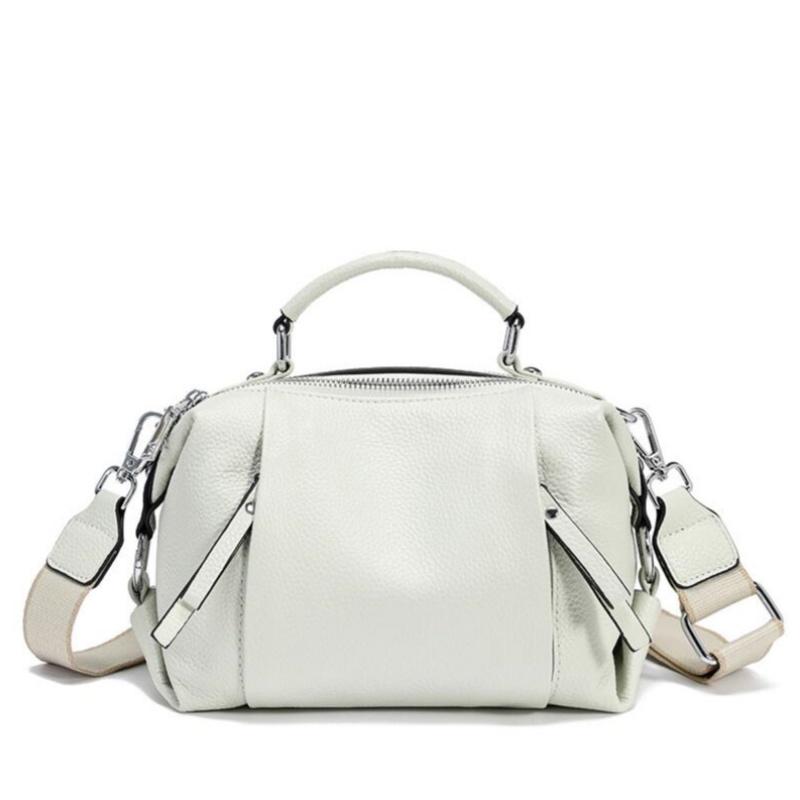 Women's Genuine Leather Bag Simple High Quality Tote Bag Small Vintage Bost Handbag Female Shoulder Crossbody Bag