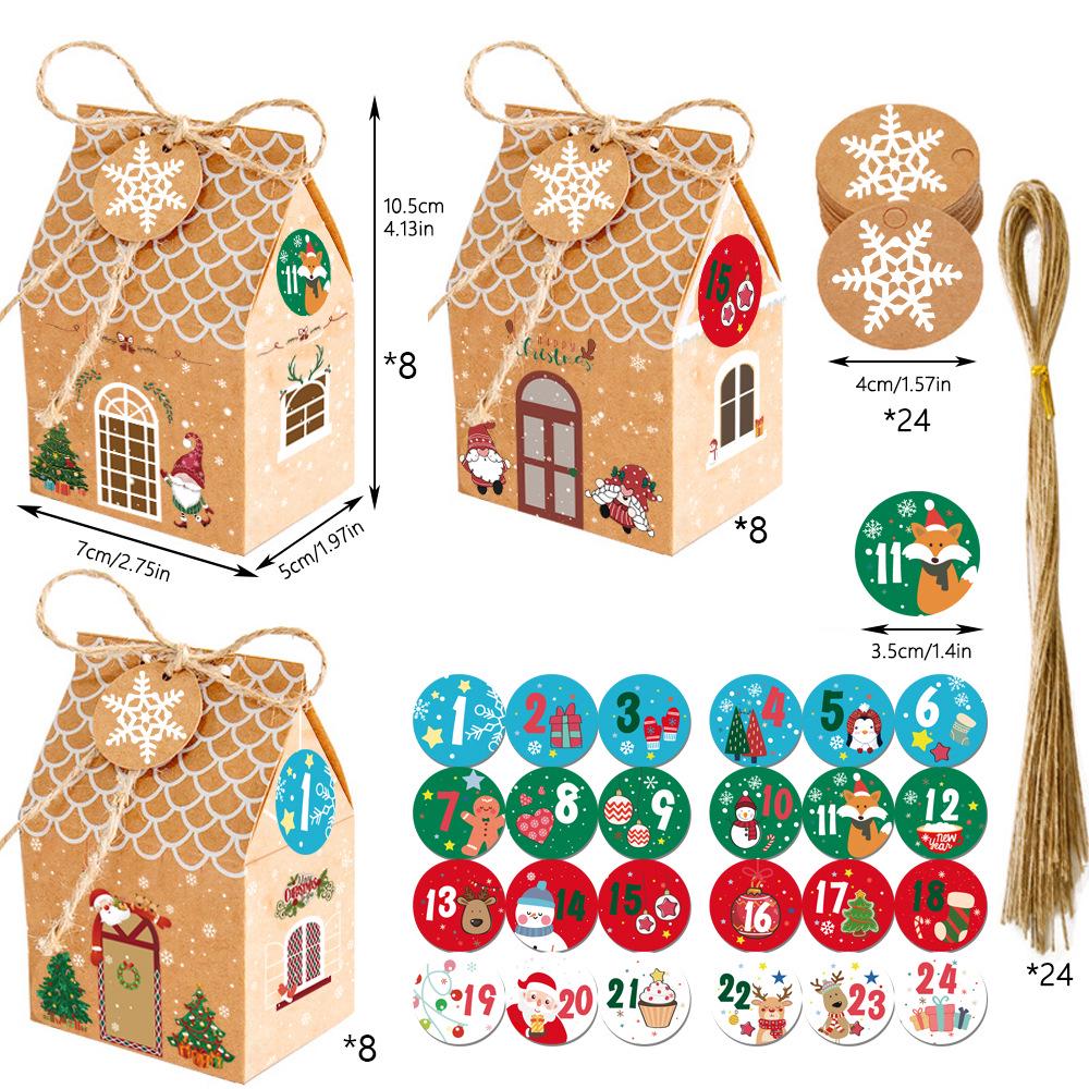Creative Christmas Candy Apple Gift Box with Kraft Paper Bag - 24 Piece Set