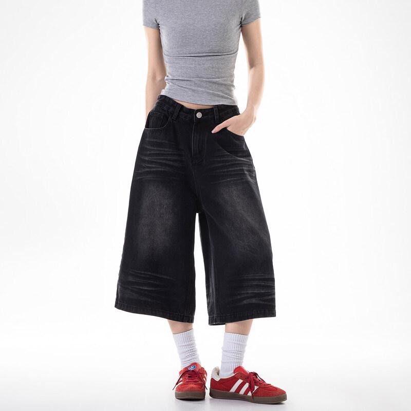 ICH MODE Women s Loose Fit Workwear Cropped Denim Jeans XL