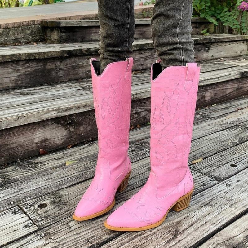 Large Size Boots for Women's Autumn and Winter New Embroidered High Boots for Women