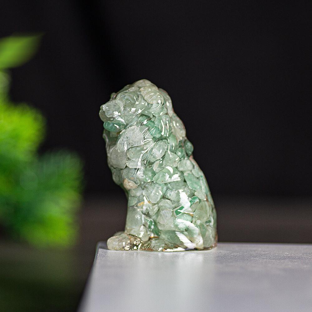 Löwenfigur aus Kunstharz und Kristall für die Dekoration von Zuhause oder Büro, gefertigt aus natürlichem Wasserkristall