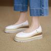 Niche Light Luxury 2025 Women's Shoes High-heeled Soft Leather Foreign Trade Retro Single Shoes Low-top Thick-soled Wedge Heel Single Leather