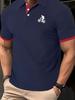 Mens Red Trim Detail Polo Shirts - Short Sleeve Pique Fabric Tops for Men Fashion Button Work Golf Shirt