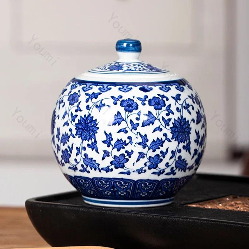 Borcane ceramice în stil chinezesc retro, pentru casă, sufragerie, depozitare pe desktop, accesorii conservate, borcane de ceai creative și rafinate, ornament