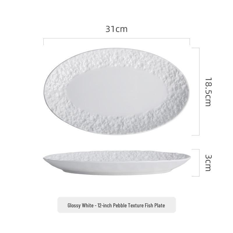 Fish-Shaped Ceramic Plate for Steamed Fish and Sushi