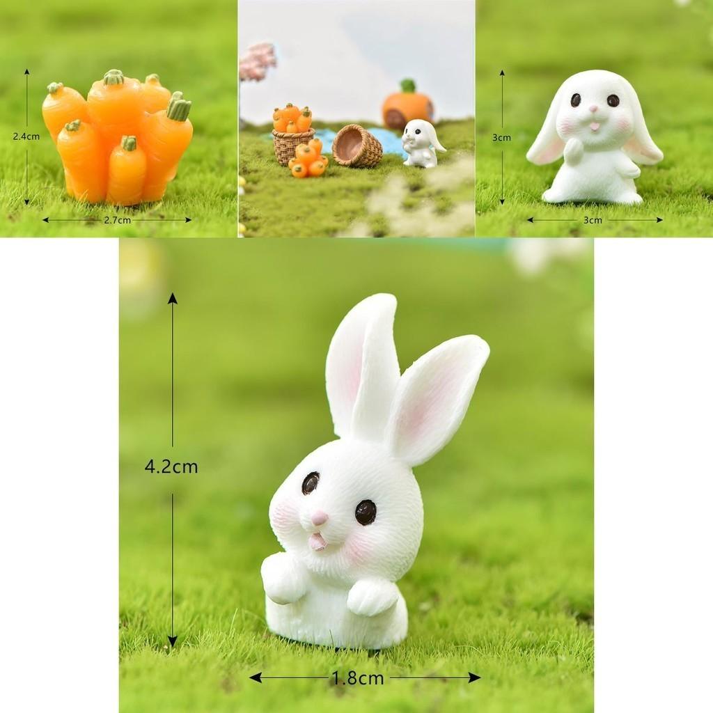 Charming Rabbit Eat Carrot Diy Resin Figurine For Exquisite Micro Landscape Decoration