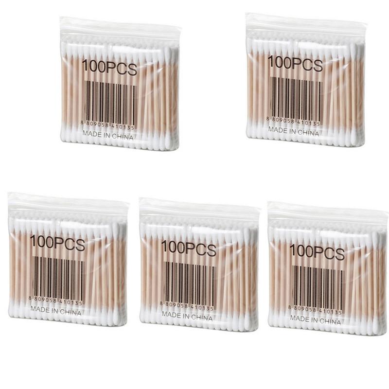 100/500/2000PCS Double Head Cotton Swab Women Makeup Cotton Buds Tip For Wood Sticks Nose Ears Cleaning Health Care Tools