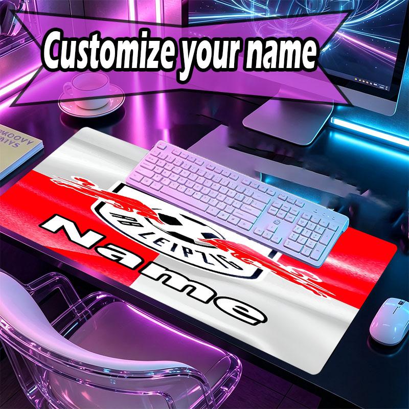 Custom Name Personalized RB Leipzig Pattern Mousepad, Laptop PC Desk Mat, Decorative Desk Mat for Home Keyboard Pad Gift