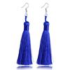 Women Tassel Earrings Bohemian Cotton Thread Cords Brush Drop Dangle Earrings Handmade Silk Fabric Long Hanging Earrings Zircon