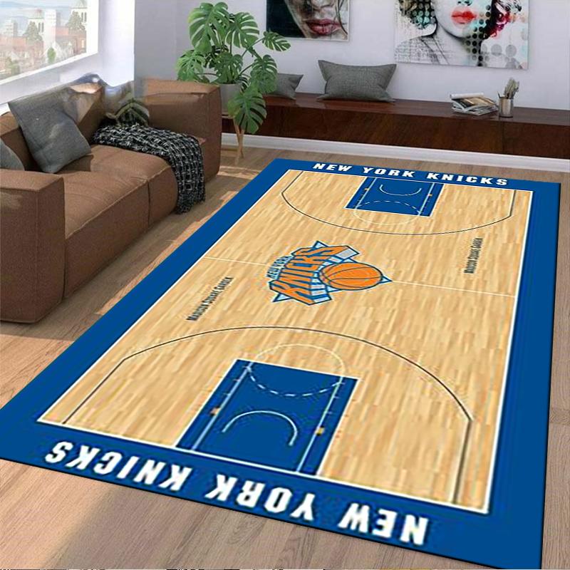 New York Knicks Basketball Court Design Carpet, Sports Team Theme Decor Suitable for Use As an Anti-slip for Living Room Bedroom Sofas