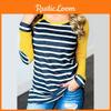 Autumn Striped New Stitching Round Neck Longsleeved Tshirt Bottoming Shirt