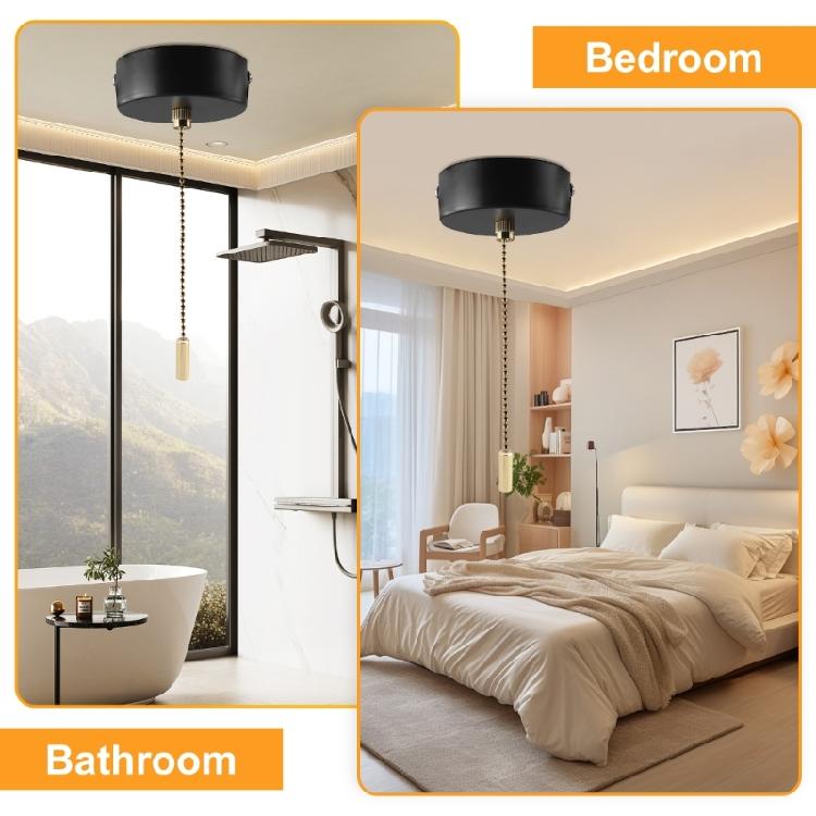 150cm Cord Metal Pull Chain Switches 60mm Diameter Universal Metal Switches for Ceiling Fan Pendant Light Wall Fixtures