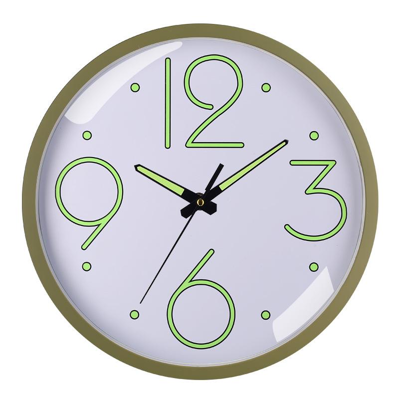 12 Inch 30cm Luminous Plastic Silent Wall Clock Creative Bedroom Living Room Simple Luminous Quartz Clock