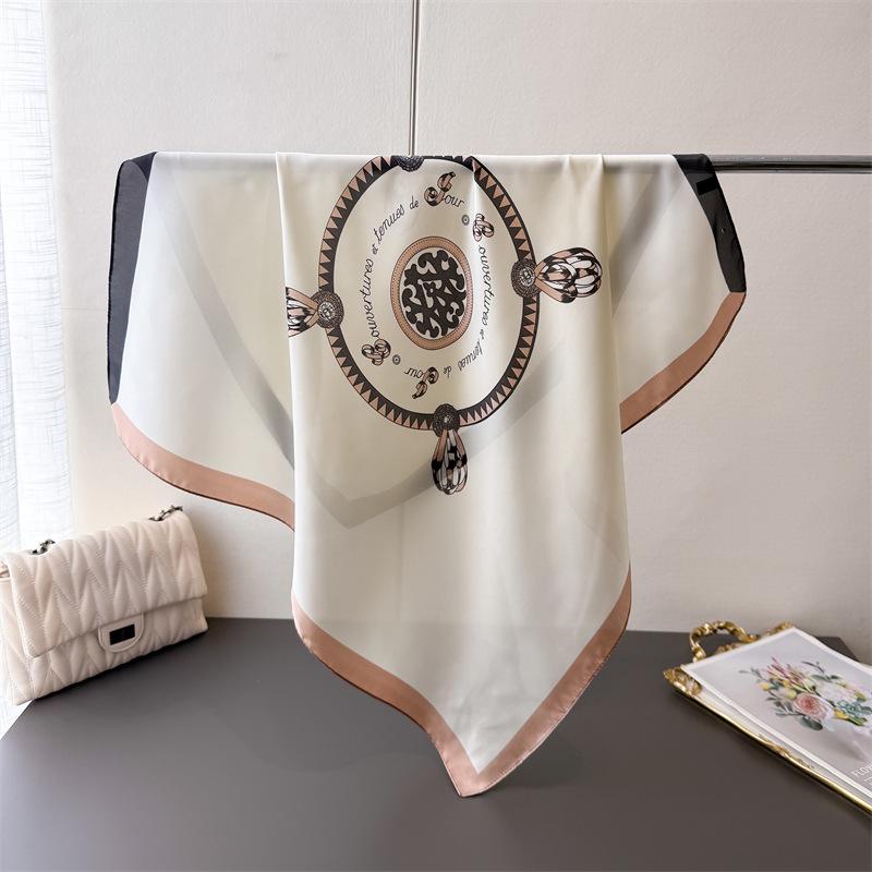 Printed Imitation Silk Totem Fashion Silk Scarf Square Scarf High-End Shawl Versatile Neck Small Square Scarf Headscarf