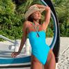 Vintage One Piece Swimsuit Women Swimwear Solid Monokini Retro Bodysuit Beach Wear Black Blue Bath Suit Striped Maillot De Bain