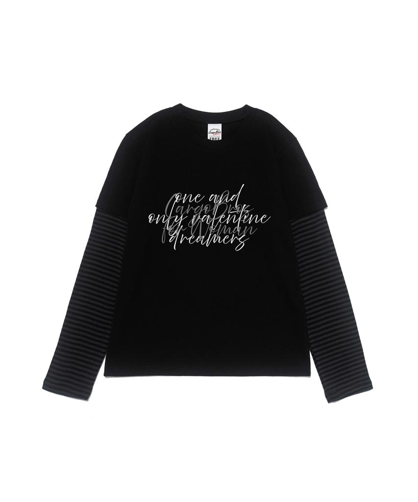 CARGOBROS FOR WOMAN One & Only Lettering Layered Long Sleeve Tee (Black/Charcoal)