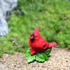 Resin Red Bird Figurine Lawn Ornament Garden Decor for Indoor Outdoor Micro Landscape Bookshelf Home Decoration