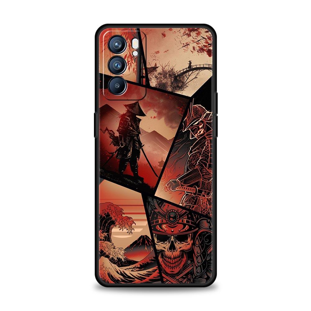 Samurai Hannya Mask Ghost Case For Oppo Reno13 Reno12 Reno11 F Reno10 Pro A54 5G Find X5 A53 A52 A9 A17 4G A79 A80 A98 Cover