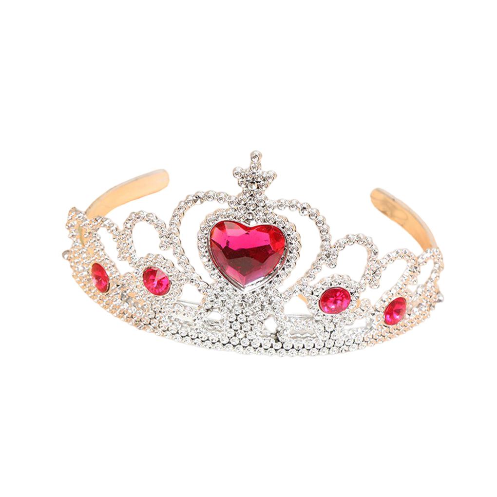 

Тіари Корони Корейські Інфанти Діаманти Стрази Головний убір Вінтажний Стиль Модні Обручі Аксесуари для Дітей рожевий червоний колір