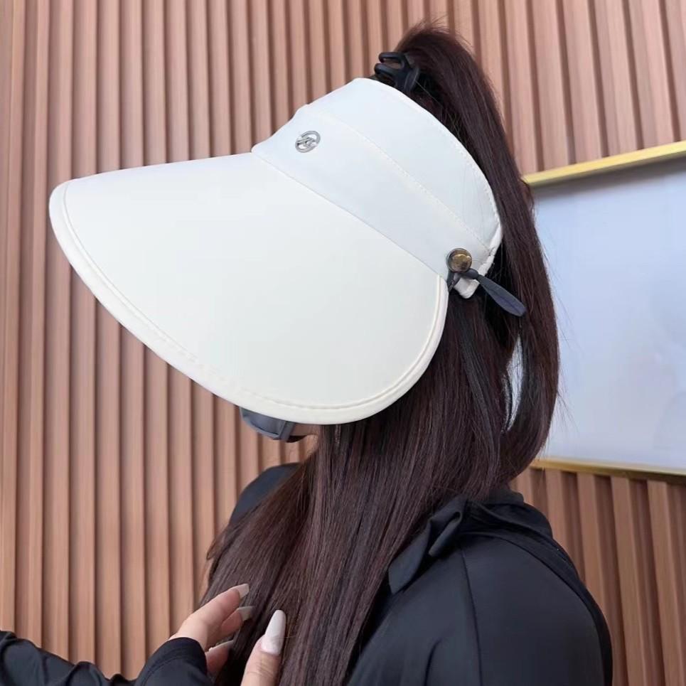 Summer eaves sun protection hat women's ice silk surround empty top hat versatile face small can hang mask outdoor sun hat
