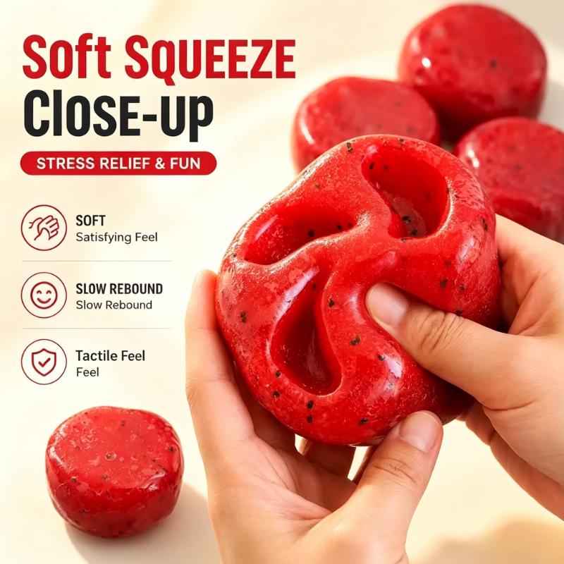 New Handmade Watermelon Slushy Squishy Toy Soft Malleable Stress Relief Squeeze Toy Realistic Fruit Simulation Model Adult Gift