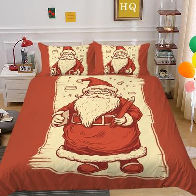 Santa Claus 3D Printed Polyester Pillowcase Quilt Cover Two Or Three Piece Set