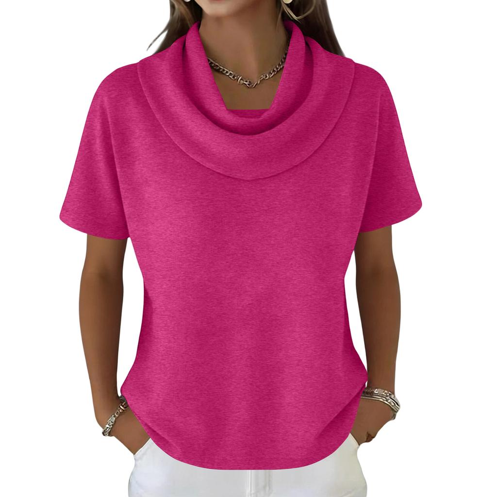 Women's Casual And Fashionable Round Neck Short Sleeved Color Top Sweater