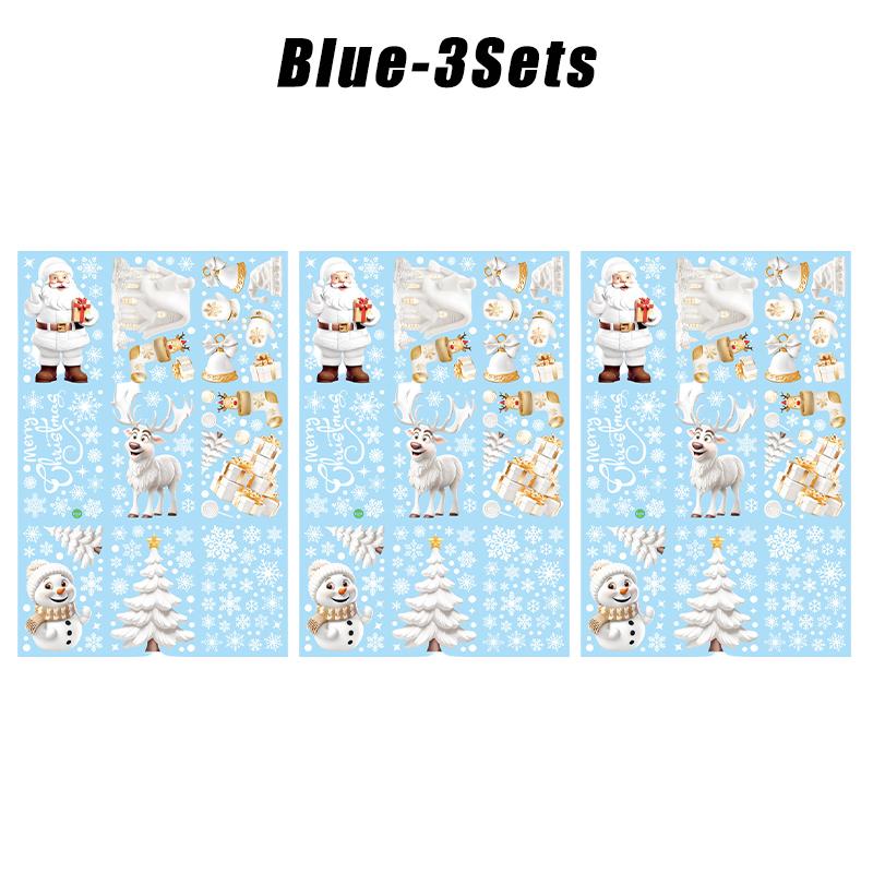 Static Cling Christmas Window Decals White Snowman Tree Design for Glass Door Holiday Home Office Decoration