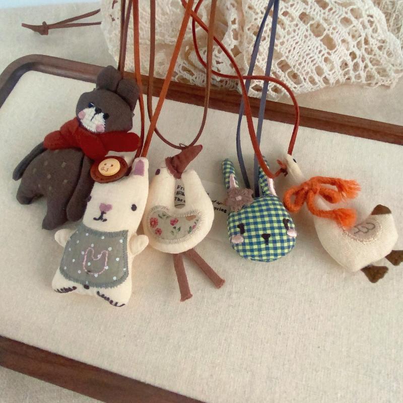 Cute Fabric Animal Doll Necklace Women Girls Necklace Cartoon Duck Bear Rabbit Pendant Lanyard Cloth Hanging Ornament Gift