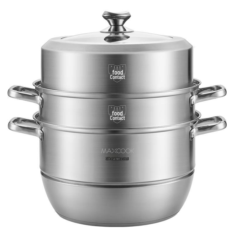 MAXCOOK 28CM 3-Layer 304 Stainless Steel Steamer