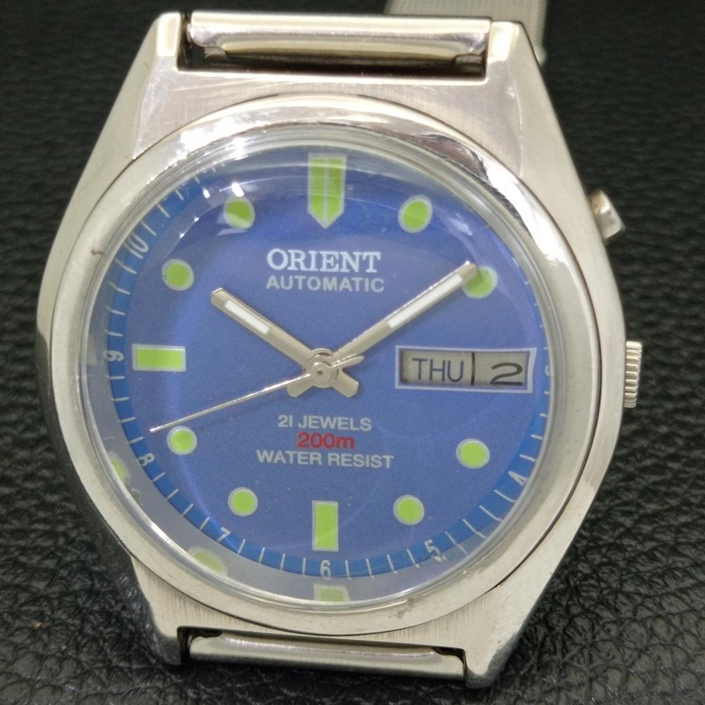 VINTAGE ORIENT AUTOMATIC 46943 JAPAN MENS BLUE COLOR DIAL WATCH a700617-5 R204-a700617