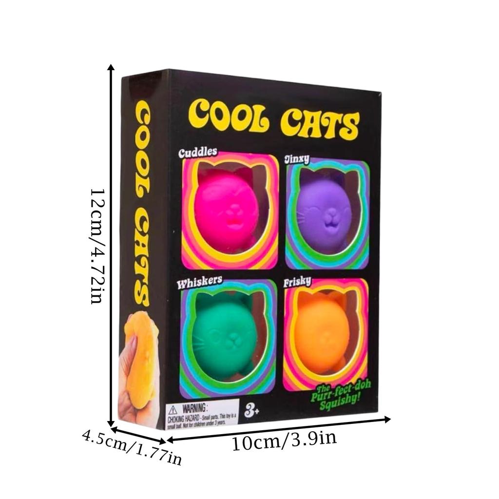 Cool C Squishy, 4 Pack Sugar Ball Designs, Anxiety Relief Squeeze For Sensory Play, Sensory Fidget, Slow Rising Stress Balls