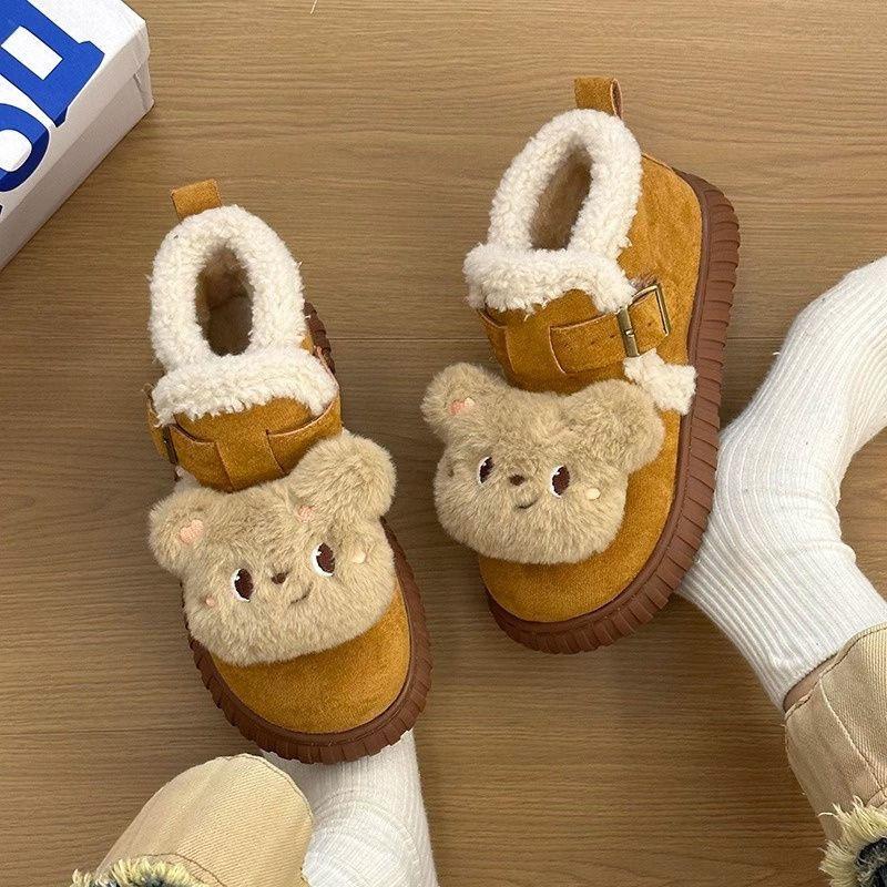 

Модная племенная плюшевая зимняя обувь детская зима 2025 новая утолщенная теплая хлопковая обувь нескользящие короткие ботинки 35 светло-коричневого