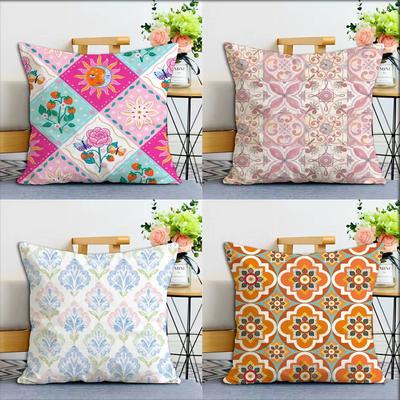 For Turkish Tile Watercolor Painting World Various Sizes Square Pillow Case For Car Home Bedchamber Decor