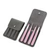 Universal Men's Eyebrow & Beard Tweezers Set with Razor & Leather Case
