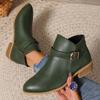 Women's boots Martin boots autumn and winter new large size short boots pointed middle heel belt buckle women's boots
