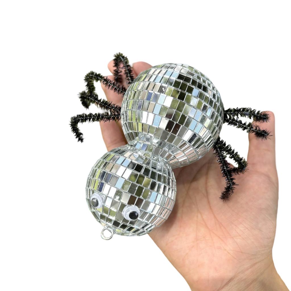 Glitter Spider Disco Ball Decoration For Halloween Party Tabletop Centerpiece Christmas Birthday Celebration Accessory