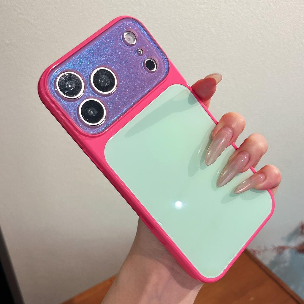 Macaron contrasting color becomes tempered glass in seconds, suitable for iPhone17Pro Max mobile phone case Apple 16p/15/14