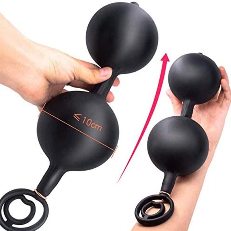 Inflatable Anal Plug with Steel Balls Prostate Massager G-spot Clit Stimulator Adult Toys for Men