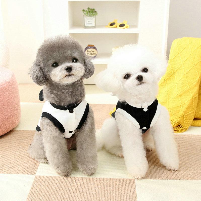 Vest for Dogs Pet Dog Clothes Cute Bear Print Summer Black White Puppy T-Shirt Dog Clothing Chihuahua Bichon Dog Apparel