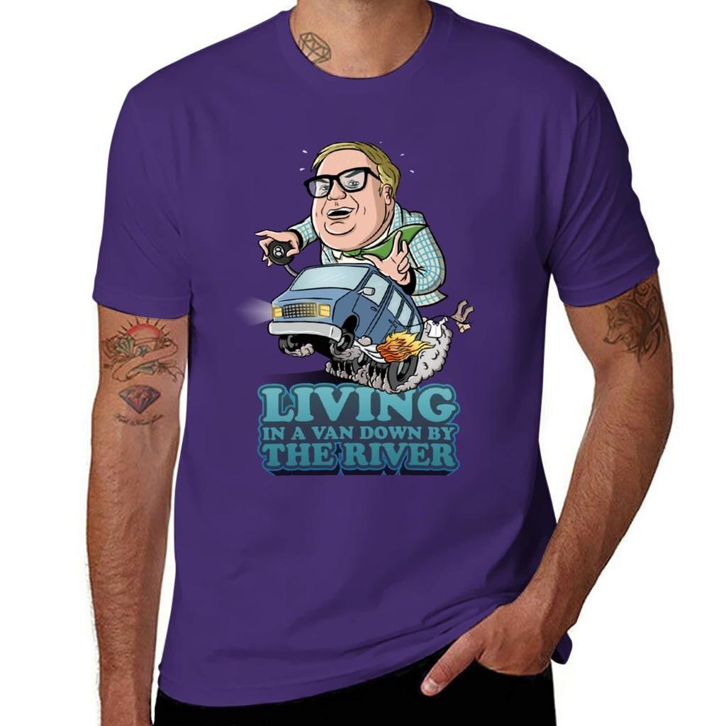 Living In a Van Down by the River TShirt Sweat Funnys Anime Fitted T Shirts for Men