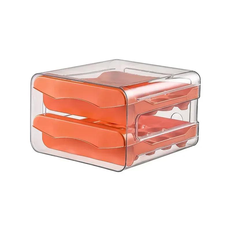 Drawer-style Egg Box, Double-layer Food-grade Fresh-keeping Box, Automatic Rolling Egg Rack, Kitchen Egg Storage Box.