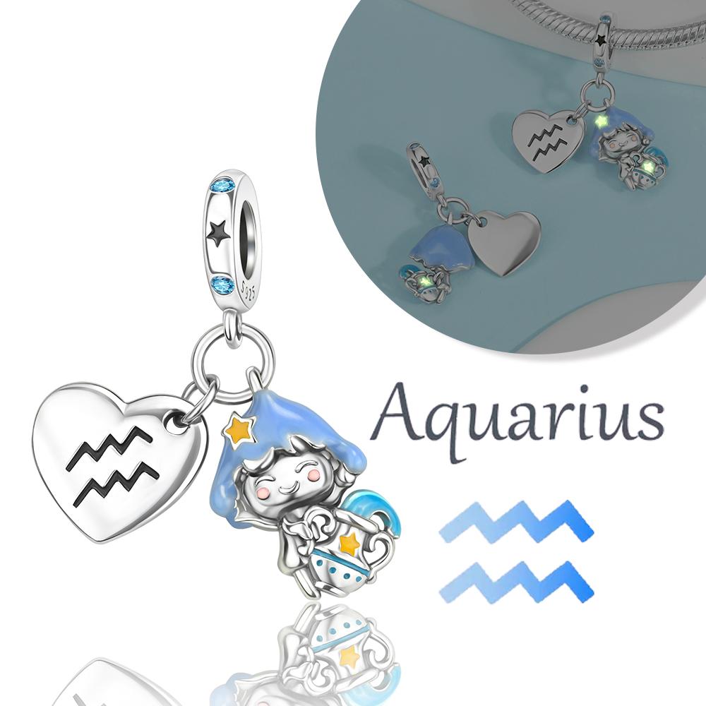 Lovely Copper Aries Leo 12 Constellations Zodiac Collections Charm Fit Original Bracelets Women Diy Fine Jewelry