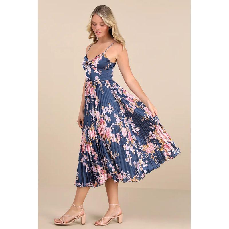 Foreign Trade Order Lu's Cross-Border Texture Sling Pleated Pleat Chest Emphasizing Exquisite Print Big Hemline Ins Vacation Dress