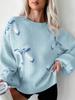European & American Women's Autumn/Winter Knit Sweater: Bow, Loose Pullover 5013