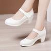 Small Size 32-43 Medium Block Heels Wedding Shoes Women Red White 2025 Comfortable Mary Janes Platform Pumps for Dance Mother