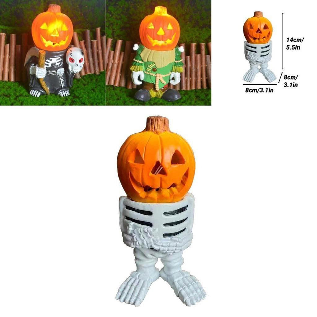 Cross-border New Halloween Gift Pumpkin Knight Garden Decoration Glowing Resin Ornament