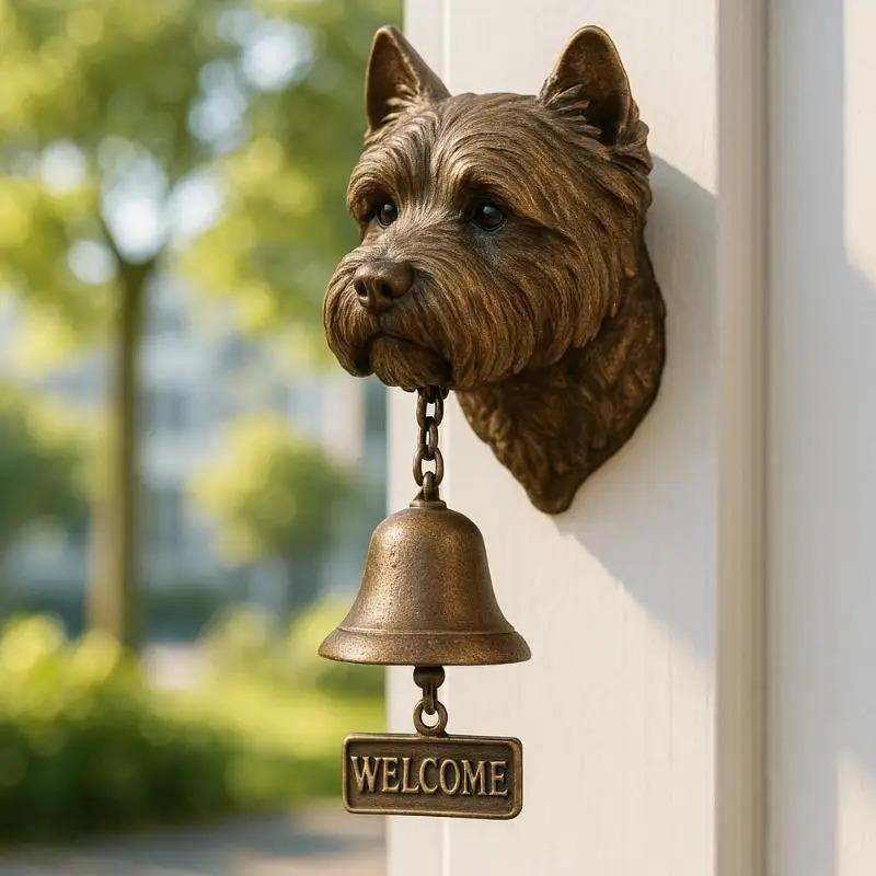 Metal Welcome Doorbell Vintage Halloween Wit-ch Dog Bell Interesting Hangable Manual Doorbell For Home Entrance Wall Mount Decor